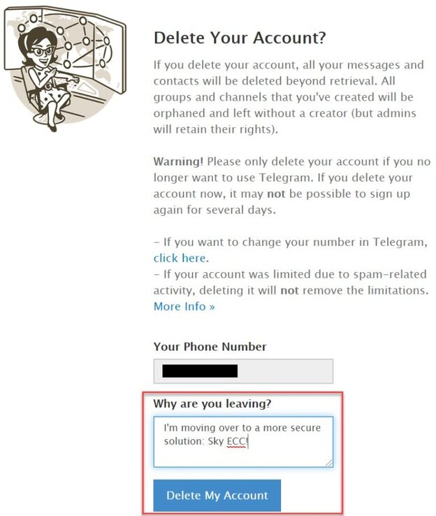 نحوه دیلیت اکانت تلگرام ۳